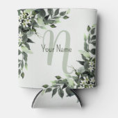 Monogram Naam Greenery Floral Eucalyptus Leaves Blikjeskoeler (Voorkant)