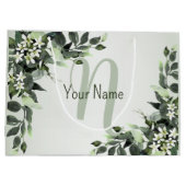 Monogram Naam Greenery Floral Eucalyptus Leaves Groot Cadeauzakje (Achterkant)