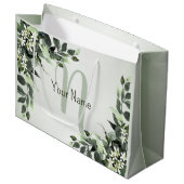 Monogram Naam Greenery Floral Eucalyptus Leaves Groot Cadeauzakje (Voorkant Gekanteld)