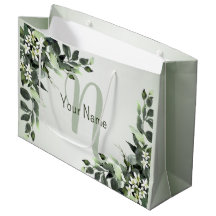 Monogram Naam Greenery Floral Eucalyptus Leaves