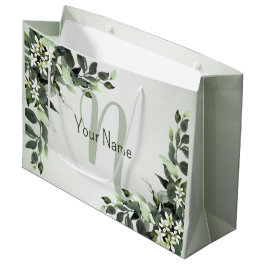 Monogram Naam Greenery Floral Eucalyptus Leaves Groot Cadeauzakje