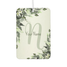 Monogram Naam Greenery Floral Eucalyptus Leaves Luchtverfrisser