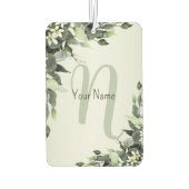 Monogram Naam Greenery Floral Eucalyptus Leaves Luchtverfrisser (Achterkant)