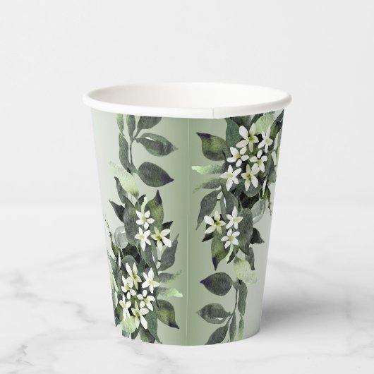 Monogram Naam Greenery Floral Eucalyptus Leaves Papieren Bekers (Rechts)