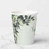 Monogram Naam Greenery Floral Eucalyptus Leaves Papieren Bekers (Voorkant)