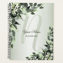 Monogram Naam Greenery Floral Eucalyptus Leaves