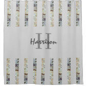 Monogram naam grijs douchegordijn (Voorkant)