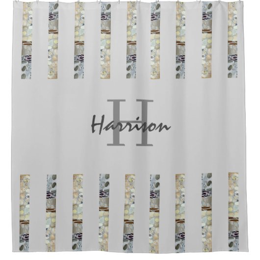 Monogram naam grijs douchegordijn (Voorkant)
