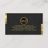Monogram Naam Grijs Grunge Gouden Tabs Visitekaartje (Achterkant)