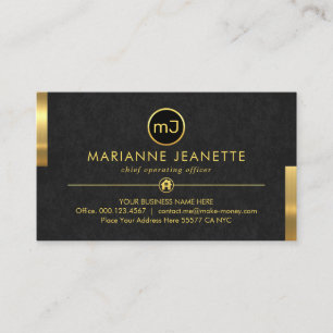 Monogram Naam Grijs Grunge Gouden Tabs Visitekaartje