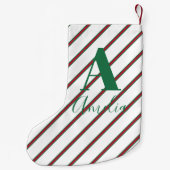 Monogram Naam Groen en Rood Kleine Kerstsok (Achterkant)