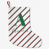 Monogram Naam Groen en Rood Kleine Kerstsok (Voorkant)