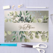 Monogram naam Groene bladeren Golden Bronze Elegan Tissuepapier (Craft)