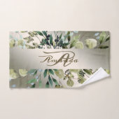 Monogram Naam Groene Bladeren Gouden Brons Elegant Bad Handdoek (Handdoek)