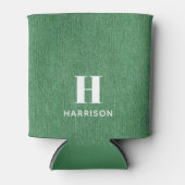 Monogram Naam Groene Denim Print 12oz Blikjeskoeler (Voorkant)