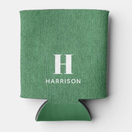 Monogram Naam Groene Denim Print 12oz Blikjeskoeler