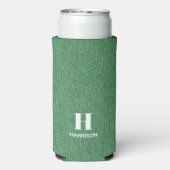 Monogram Naam Groene Denim Print 12oz Seltzer Blikjeskoeler (Seltzer Achterkant)