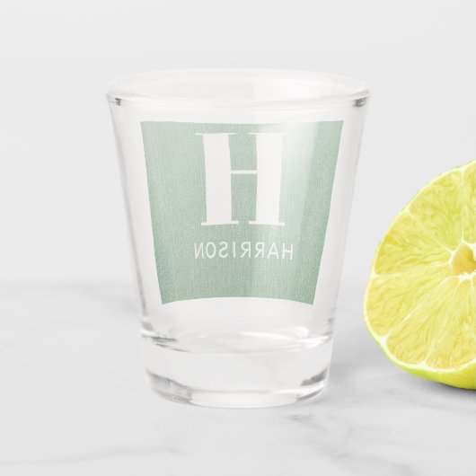 Monogram Naam Groene Denim Print 12oz Shot Glas (Achterkant)