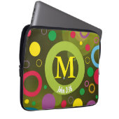 Monogram - naam Groene geometrische cirkel Laptop Sleeve (Voorkant Rechts)