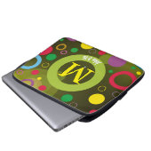 Monogram - naam Groene geometrische cirkel Laptop Sleeve (Voorkant onderkant)