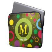 Monogram - naam Groene geometrische cirkel Laptop Sleeve (Voorkant Links)