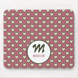 Monogram Naam Groene Rode Harten Patroonpatroon Mu Muismat