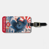 Monogram Naam Hagedis Monster Grappig Retro Bagagelabel (Voorkant horizontaal)