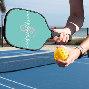 Monogram Naam Handgeschreven Schrift Pickleball Paddle
