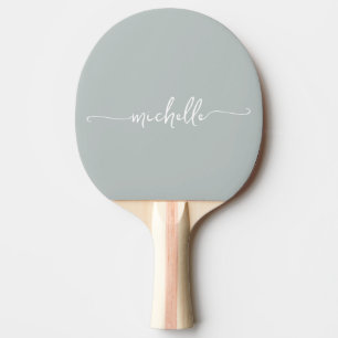 Monogram Naam Handtekening Schrift Sage Groen Tafeltennisbatje