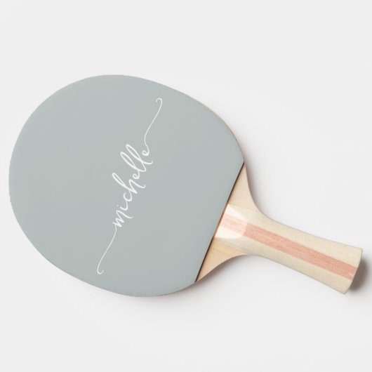 Monogram Naam Handtekening Script Salie Groen Tafeltennisbatje (Zijkant)