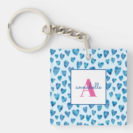 Monogram naam hart patroon sleutelhanger (voorkant)