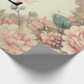 Monogram naam harten florale waterverf cadeaupapier (Hoek)