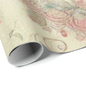 Monogram naam harten florale waterverf cadeaupapier (Rol Hoek)