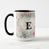 Monogram naam  harten florale waterverf mok (Links)