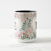 Monogram naam  harten florale waterverf mok (Midden)