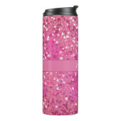 Monogram Naam Heet Roze Glitter Glans Thermosbeker (Gedraaid links)