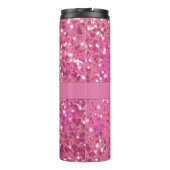 Monogram Naam Heet Roze Glitter Glans Thermosbeker (Achterkant)