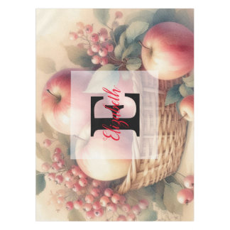 Monogram naam Herfstbladeren en appels aquarel Tafelkleed