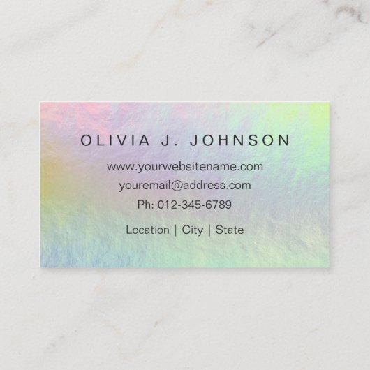 Monogram naam Holografisch Opaal Steen Visitekaart Visitekaartje (Achterkant)