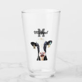 Monogram Naam Holstein Koe Zuivelig Boerderij Vee Glas (Voorkant)