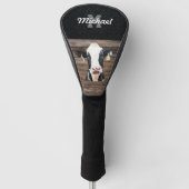 Monogram Naam Holstein Koe Zuivelig Boerderij Vee Golfheadcover (Voorkant)
