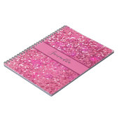 Monogram naam Hot Pink Glitter Sparkle Girly Glam Notitieboek (Linkerzijde)