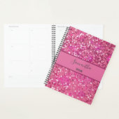 Monogram naam Hot Pink Glitter Sparkle Girly Glam Planner (Display)