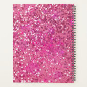 Monogram naam Hot Pink Glitter Sparkle Girly Glam Planner (Achterkant)