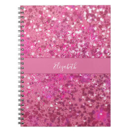 Monogram Naam Hot Pink Glitter Sparkle Girly Notitieboek