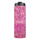 Monogram Naam Hot Pink Glitter Sparkle Thermosbeker (Voorkant)