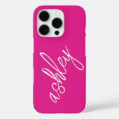 Monogram Naam Hot Pink Modern Case-Mate iPhone Case (Achterkant)