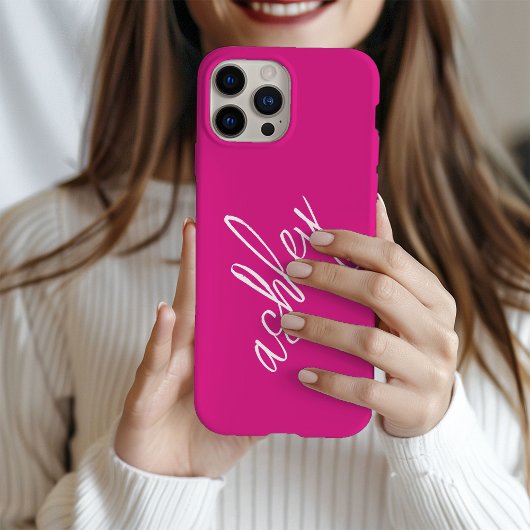 Monogram Naam Hot Pink Modern Case-Mate iPhone Case