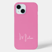 Monogram Naam Hot Pink White Minimalist Case-Mate iPhone Case (Achterkant)