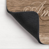 Monogram Naam Hout Pattern Elegant Muismat (Hoek)